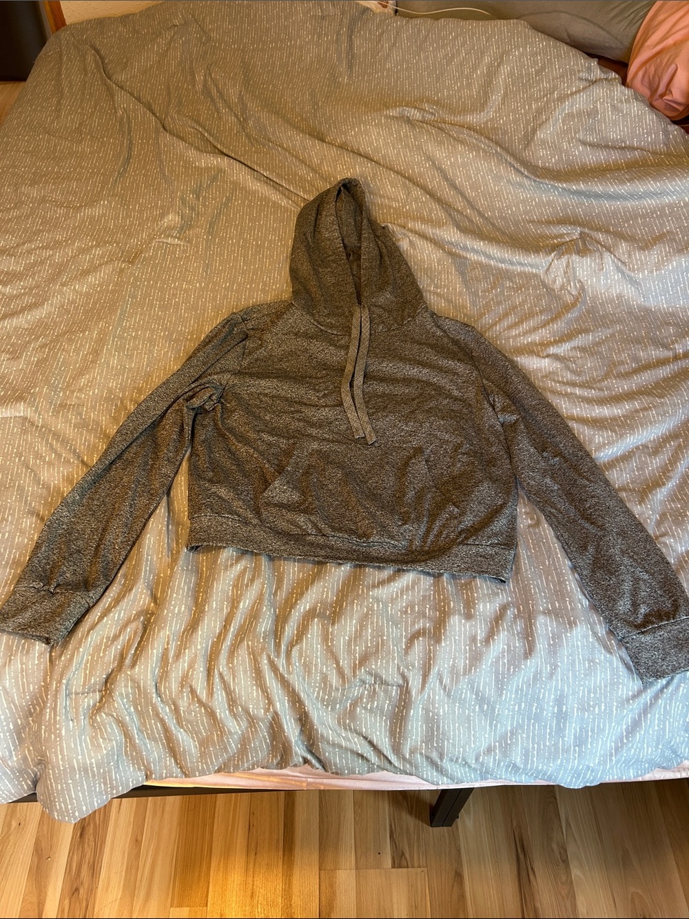 Cozy Hooded Crop Sweater - Gray